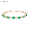 Solid 18K Yellow Gold Natural Diamond Emerald Wedding Bracelet for Women Christmas Loving Gift