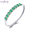 Solid 18Kt Au750 Yellow Gold Oval Shape Green Emerald Wedding Bangle Sparkly Diamond Jewelry for Women Christmas