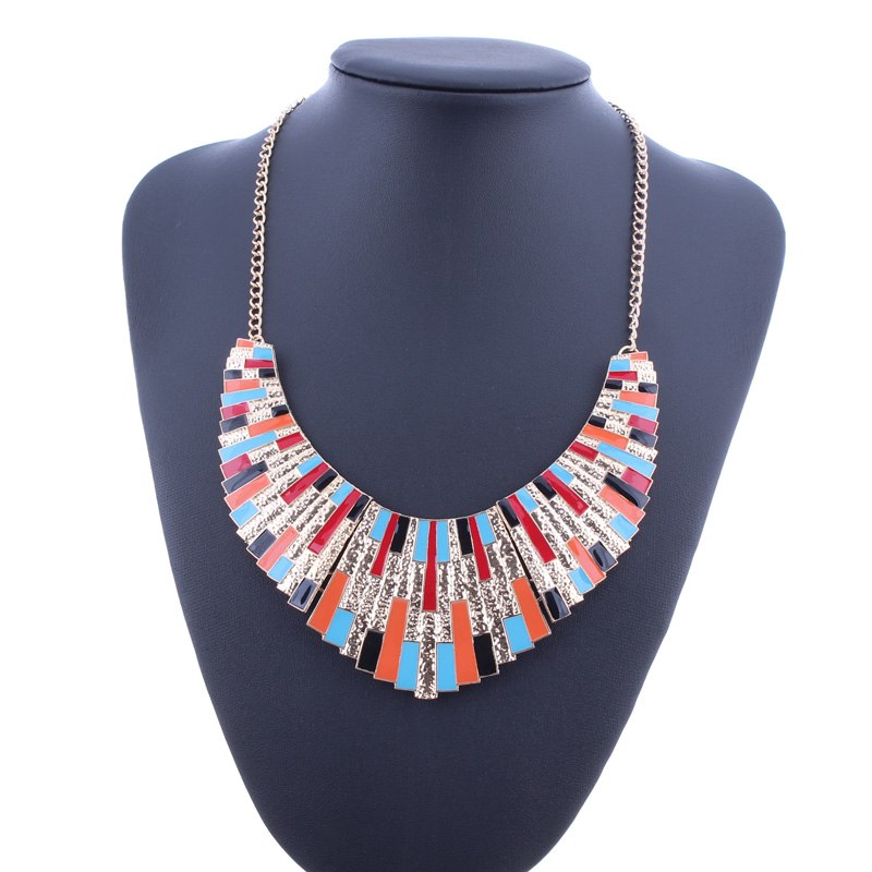 New Bohemian Maxi Jewelry Gold Color Metal Enamel Piano Choker Necklaces Collar Bib Statement Necklaces For Women Bijoux
