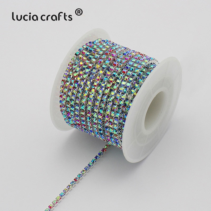 Lucia Crafts 1y AB  Rhinestone  Chain  Crystal DIY Bag Clothing  Jewelry Accessories G0717