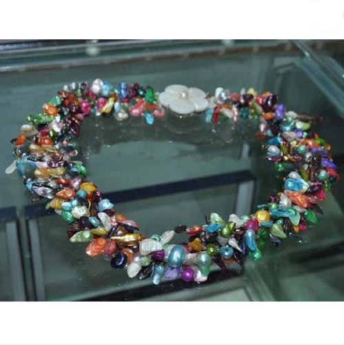 Luck Pearl Jewelry Store 50cm 6Strands Multicolor Baroque Freshwater Pearl Necklace Nice Shell Flower Clasp Charming Women Gift