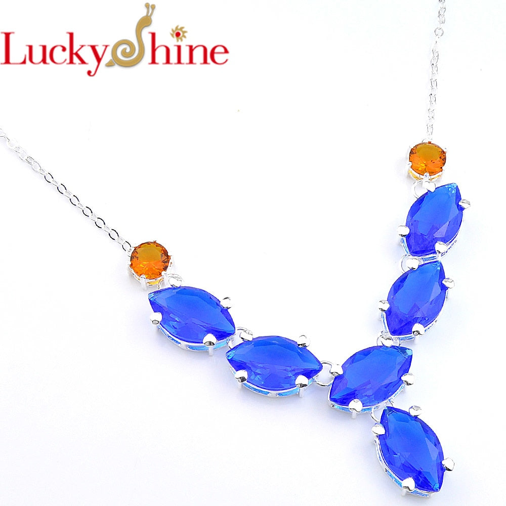 Luckhshine-Fashion-hot-sale-unique-925-Silver-Plated-Jewelry-Women-Accessories-Blue-Created-Crystal-Necklaces-New