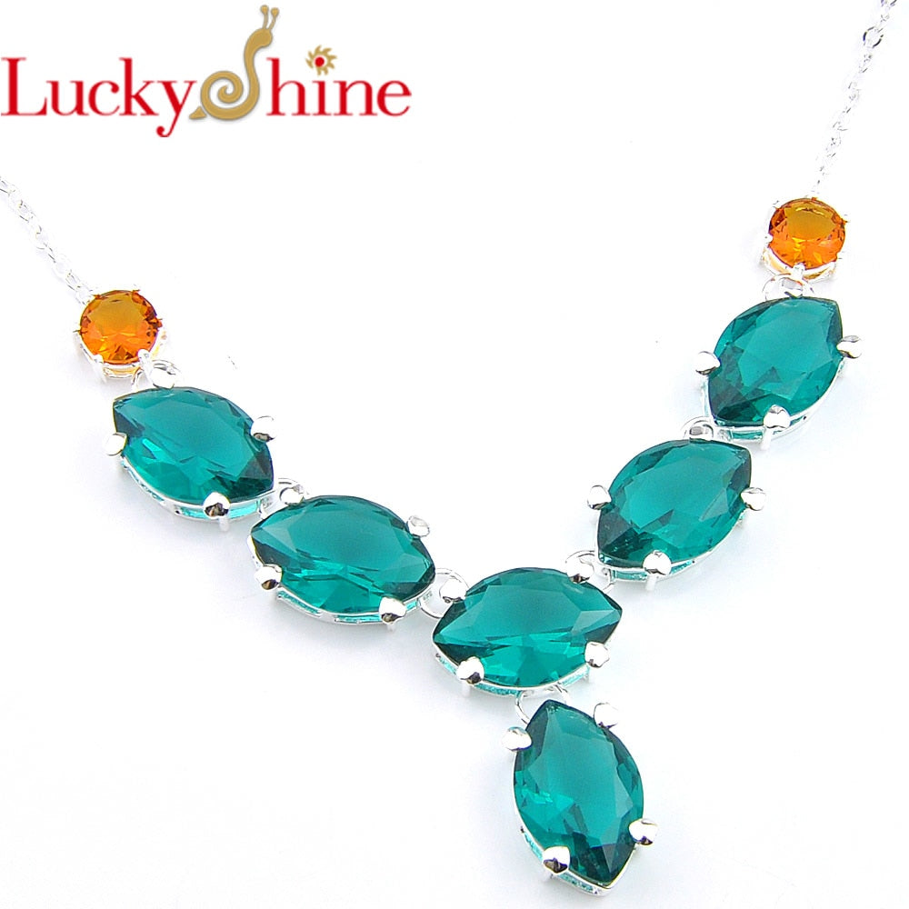Luckhshine-Fashion-hot-sale-unique-925-Silver-Plated-Jewelry-Women-Accessories-Green-Created-Crystal-Necklaces-New