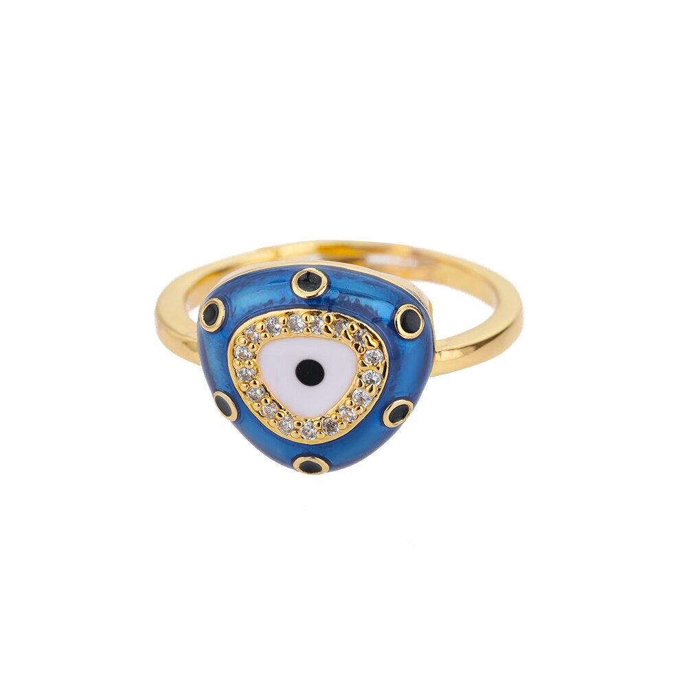 Lucky Blue Evil Eye Rings For Women Stainless Steel Adjustable Open Gold Color Ring 2023 Trend Couple Aesthetic Jewelry anillos