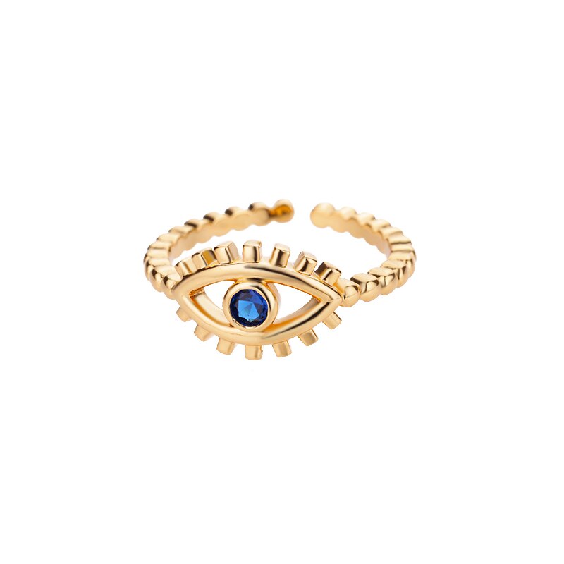 Lucky Blue Evil Eye Rings For Women Stainless Steel Adjustable Open Gold Color Ring 2023 Trend Couple Aesthetic Jewelry anillos