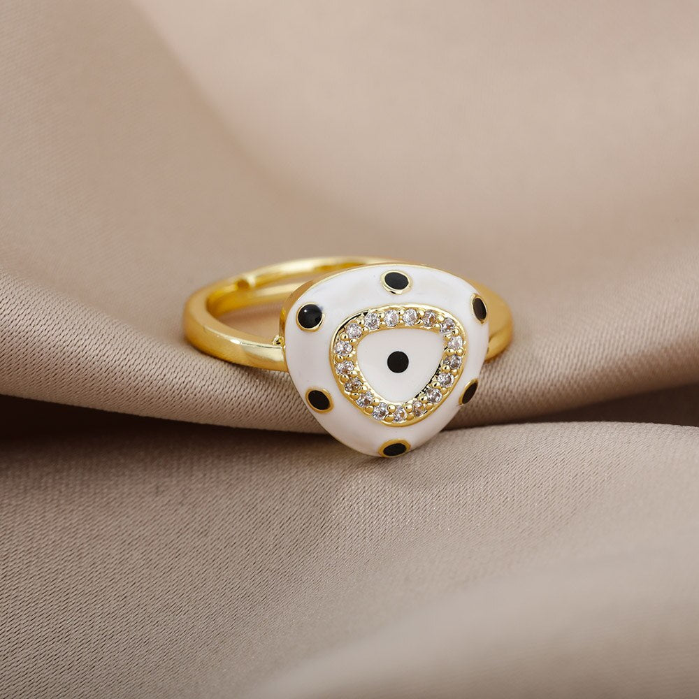 Lucky Blue Evil Eye Rings For Women Stainless Steel Adjustable Open Gold Color Ring 2023 Trend Couple Aesthetic Jewelry anillos