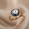 Lucky Blue Evil Eye Rings For Women Stainless Steel Adjustable Open Gold Color Ring 2023 Trend Couple Aesthetic Jewelry anillos