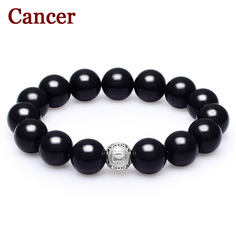 Lucky Constellation Symb Silver Charm Bracelet Single Layer Beaded Bracelet For Men Jewelry Male Gift