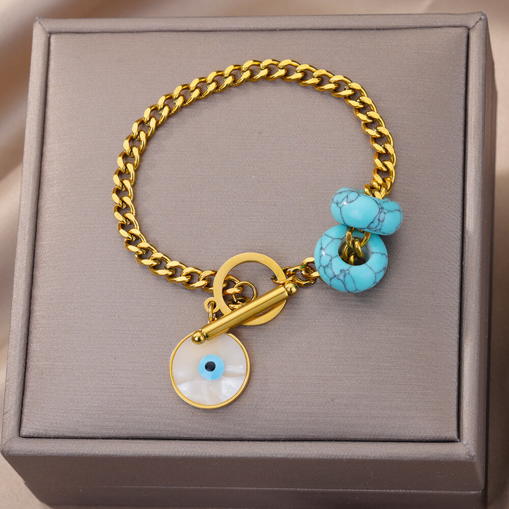 Lucky Evil Eye Bracelet for Women Men Stainless Steel Cuban Chains Bracelets Couple Wedding Jewelry Christmas Gift pulseras