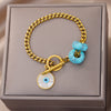 Lucky Evil Eye Bracelet for Women Men Stainless Steel Cuban Chains Bracelets Couple Wedding Jewelry Christmas Gift pulseras