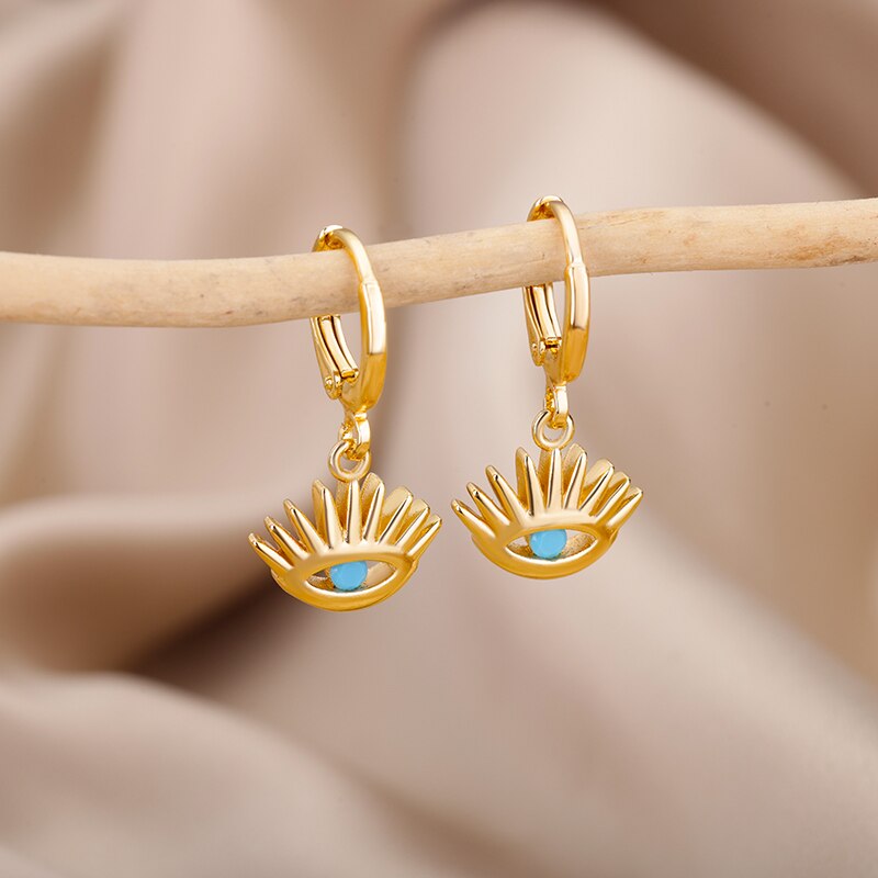 Lucky Evil Eye Earrings for Women Stainless Steel Gold Color Turkish Drop Earrings 2023 Trend Couple Wedding Jewelry pendientes