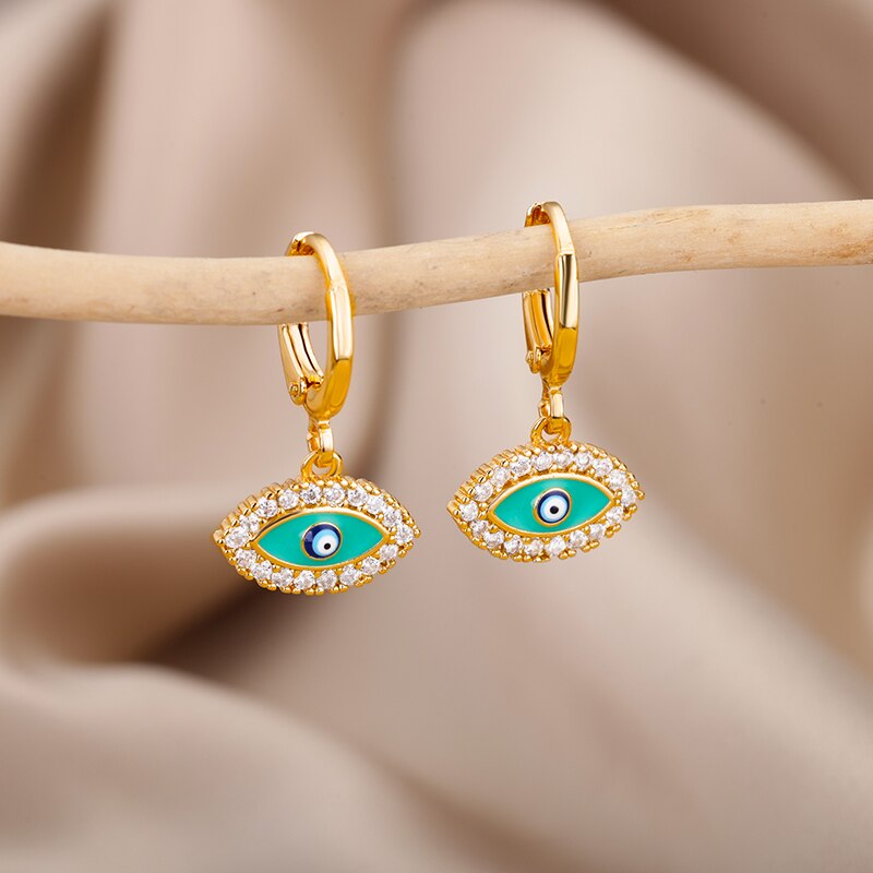 Lucky Evil Eye Earrings for Women Stainless Steel Gold Color Turkish Drop Earrings 2023 Trend Couple Wedding Jewelry pendientes