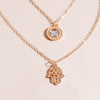 Lucky Fatima Hamsa Hand Necklaces for Women Crystal Pendant Jewelry Gold Silver Color Multi-Layer Chain Necklace