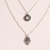 Lucky Fatima Hamsa Hand Necklaces for Women Crystal Pendant Jewelry Gold Silver Color Multi-Layer Chain Necklace