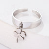 Lucky Four Heart Clover Stainless Steel Rings For Men Women Friendship Wedding  Adjustable Open Jewelry Rings Party Gifts