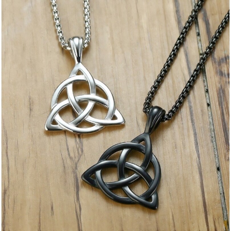 Lucky Triquetra Men's Trinity  Multicolor Pendant Necklace