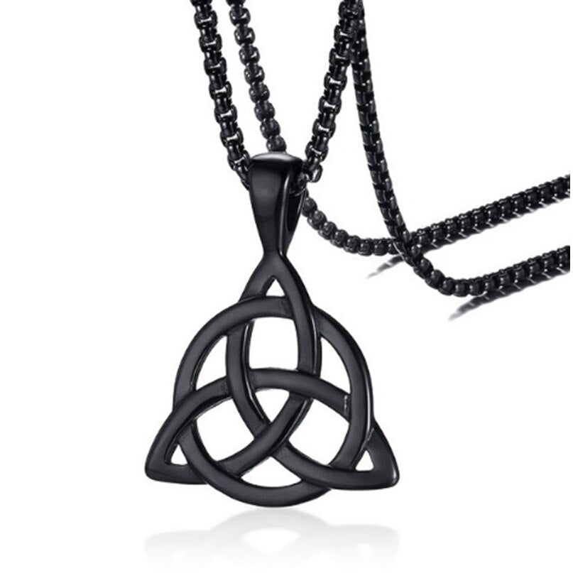 Lucky Triquetra Men's Trinity  Multicolor Pendant Necklace