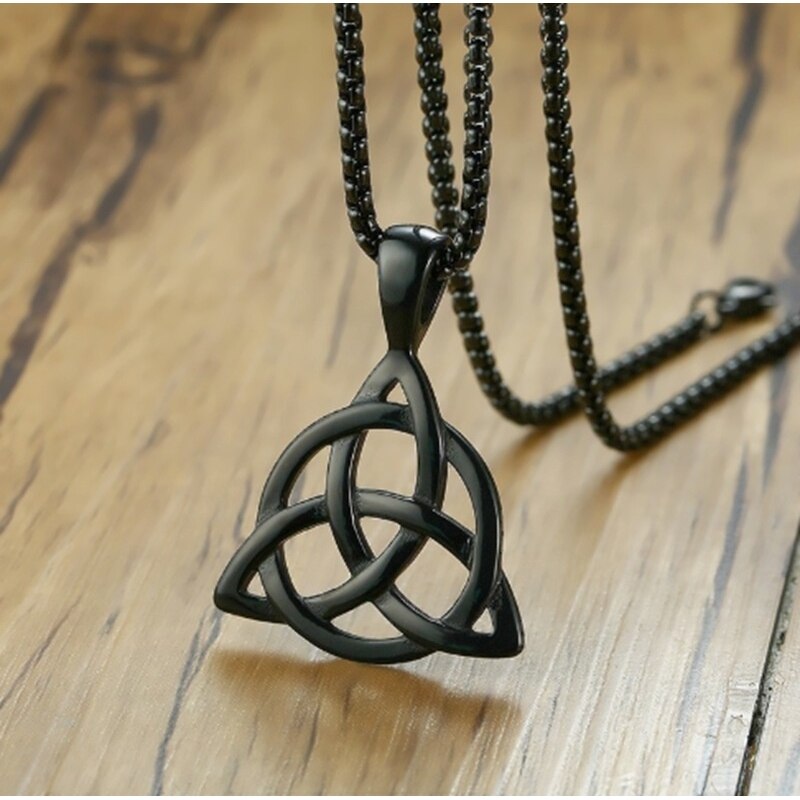 Lucky Triquetra Men's Trinity  Multicolor Pendant Necklace