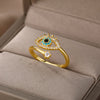 Lucky Turkish Blue Evil Eye Rings For Women Open Adjustable Stainless Steel Ring 2023 Trend Wedding Band Couple Jewelry Gift