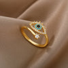 Lucky Turkish Blue Evil Eye Rings For Women Open Adjustable Stainless Steel Ring 2023 Trend Wedding Band Couple Jewelry Gift