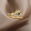 Lucky Turkish Blue Evil Eye Rings For Women Open Adjustable Stainless Steel Ring 2023 Trend Wedding Band Couple Jewelry Gift