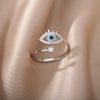 Lucky Turkish Blue Evil Eye Rings For Women Open Adjustable Stainless Steel Ring 2023 Trend Wedding Band Couple Jewelry Gift