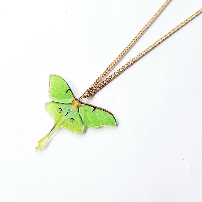 Luna Death Skull Moth Pendant Necklaces Dead Insect Vintage Strange Collar Chic Acrylic Chain Statement Gifts Female Bijoux