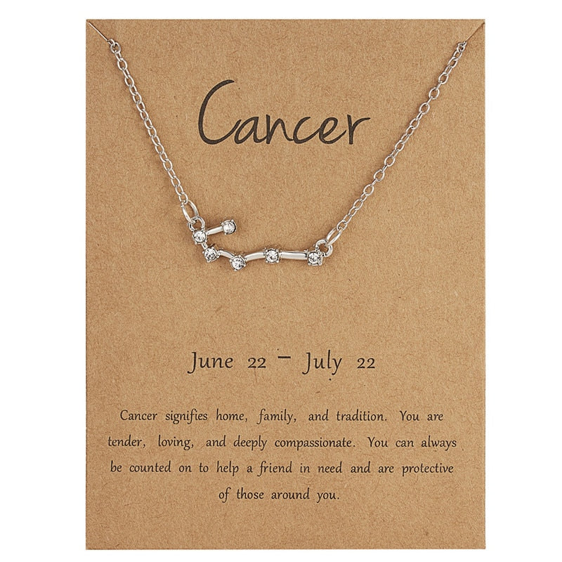 Luokey Crystal 12 Zodiac Constellation Necklace Taurus Sagittarius Capricorn Aquarius Cancer Libra Pisces Leo Choker Bijoux 2022