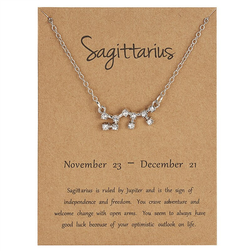 Luokey Crystal 12 Zodiac Constellation Necklace Taurus Sagittarius Capricorn Aquarius Cancer Libra Pisces Leo Choker Bijoux 2022