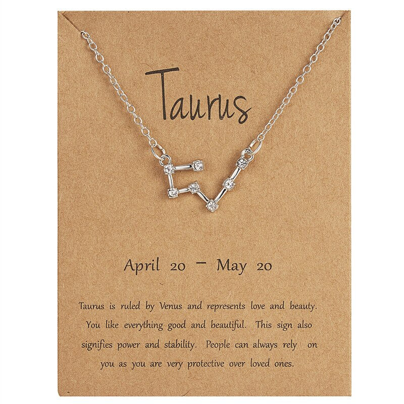 Luokey Crystal 12 Zodiac Constellation Necklace Taurus Sagittarius Capricorn Aquarius Cancer Libra Pisces Leo Choker Bijoux 2022