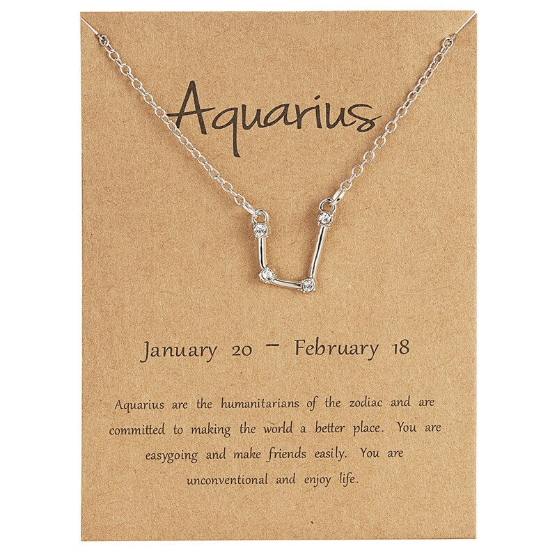 Luokey Crystal 12 Zodiac Constellation Necklace Taurus Sagittarius Capricorn Aquarius Cancer Libra Pisces Leo Choker Bijoux 2022
