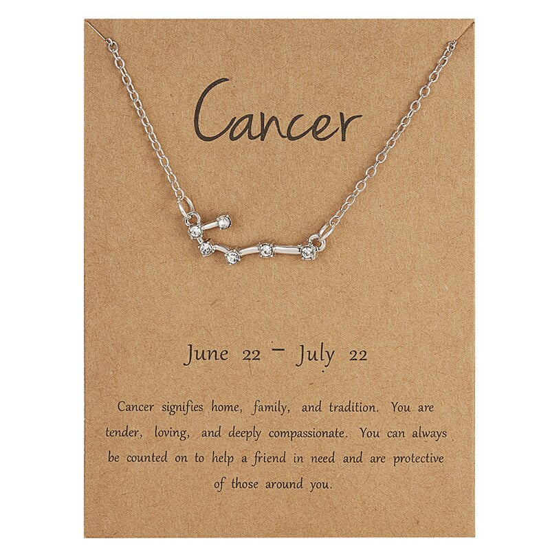 Luokey Crystal 12 Zodiac Constellation Necklace Taurus Sagittarius Capricorn Aquarius Cancer Libra Pisces Leo Choker Bijoux 2022