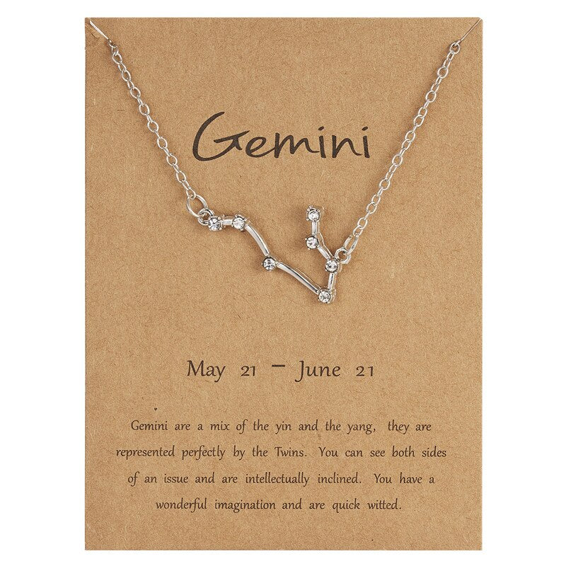 Luokey Crystal 12 Zodiac Constellation Necklace Taurus Sagittarius Capricorn Aquarius Cancer Libra Pisces Leo Choker Bijoux 2022