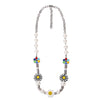 Luokey Korean Japan Daisy Necklace Men Hip Hop Stainless Steel Flower Pearl Chain Necklaces Women Wedding Party Jewelry