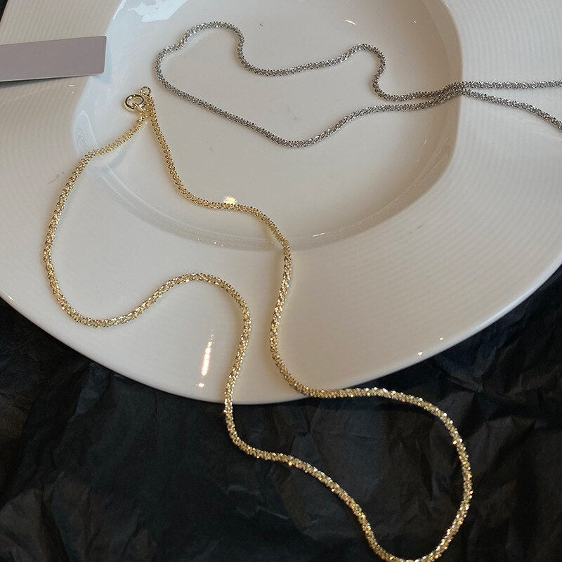 Luokey Wedding Gold Silver Color Choker Necklace Women Elegant Glitter Chain Collar Anniversary Engagement Jewelry Gifts