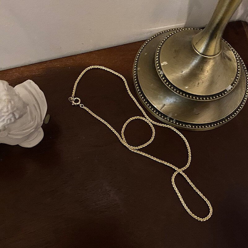 Luokey Wedding Gold Silver Color Choker Necklace Women Elegant Glitter Chain Collar Anniversary Engagement Jewelry Gifts