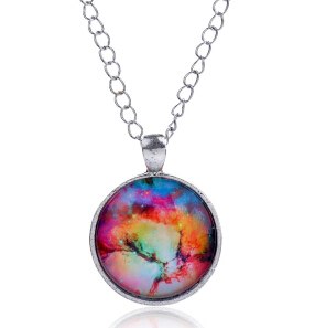 Simple Style Bright Dreamlike Star Time Gem Silver tone Chain Pendant Necklace for Women 2015 New Listing Fashion Jewelry