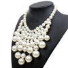 Luxery Jewelry Accessories Elegant Simple Hyperbole White Imitation Pearls Pendant Choker Bib Statement Pearl Necklace for Women