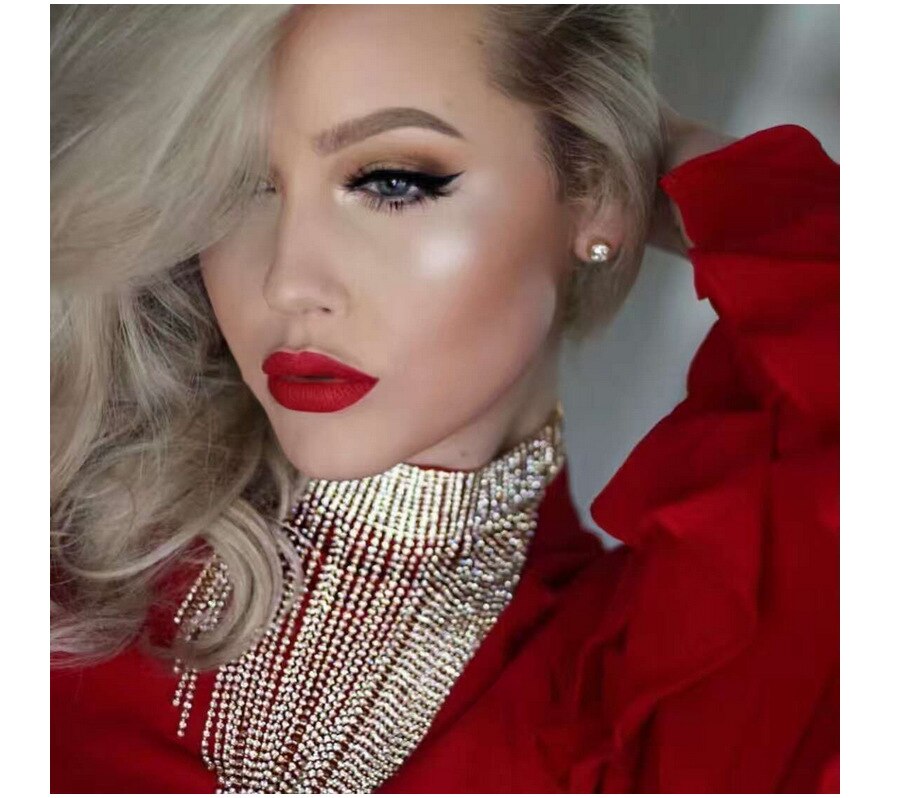 Luxurious Shiny Full Rhinestone Long Chain Choker Collar Statement Sexy Chokers Necklace For Gown Accessories Women Jewelry