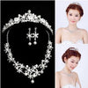 Luxurious wedding jewelry sets For Women Shiny Crystal Rhinestone Pearl Earring Necklace Crown Set Bride Noiva Headpieces Tiaras
