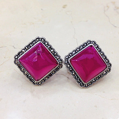 Luxury 12mm Big Natural Agate Jade Earrings For Women 925 Sterling Silver Stud Earrings Vintage Wedding Earrings Jewelry SE05