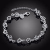 925 Stamp Bracelet  Austrian Crystal Cubes Chain Linked Fine Jewelry For Woman Gift Pulseira Christmas