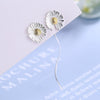 925 Stamp Silver Color Earrings yellow flower Ear Stud Womens  Party Jewelry Love Gift