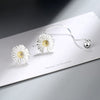 925 Stamp Silver Color Earrings yellow flower Ear Stud Womens  Party Jewelry Love Gift