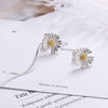 925 Stamp Silver Color Earrings yellow flower Ear Stud Womens  Party Jewelry Love Gift