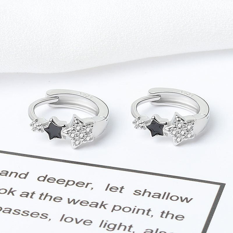 925 Stamp Silver Color Minimalist Zircon Star Earrings From Enamel Jewelry For Women 2022 Christmas