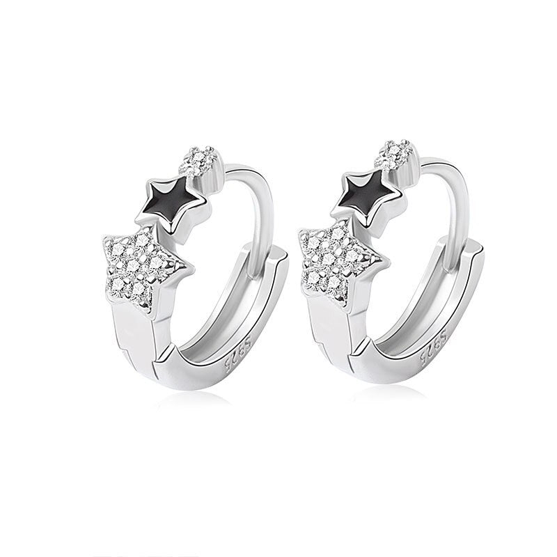 925 Stamp Silver Color Minimalist Zircon Star Earrings From Enamel Jewelry For Women 2022 Christmas
