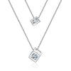 925 Stamp Silver Color Necklace Double Chain Cube Zircon Pendants Link Women Wedding Party Accessory Lucky Jewelry Gift