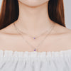 925 Stamp Silver Color Necklace Double Chain Cube Zircon Pendants Link Women Wedding Party Accessory Lucky Jewelry Gift