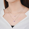 925 Stamp Silver Color Necklace Double Chain Cube Zircon Pendants Link Women Wedding Party Accessory Lucky Jewelry Gift